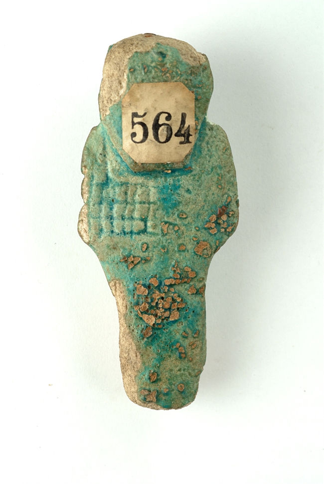 Shabti of light blue faience